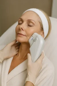 Woman receiving HIFU non surgical facelift treatment West Dulwich