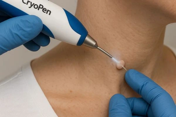 Person receiving Cryotherapy skin tag removal West Dulwich